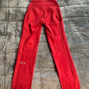Red lululemon/Barry’s printed leggings